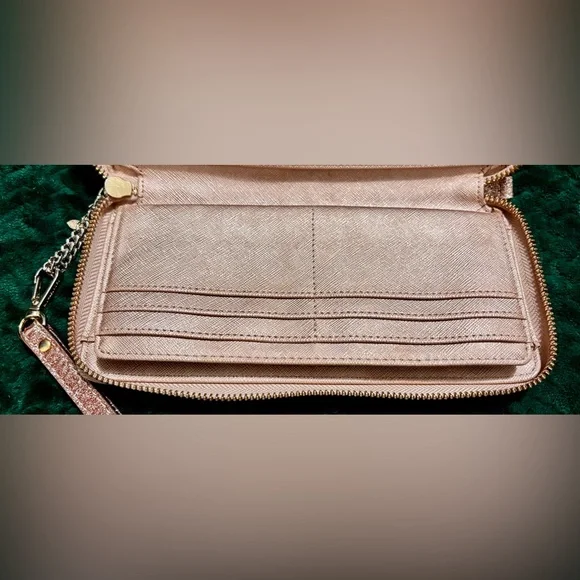 🩷💛 Michael Kors “Alex” Continental Wallet in Rose Gold Glitter - Picture 7 of 14